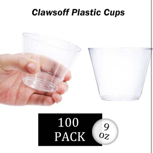 NEW 100 Pack 9 oz Disposable Fancy Clear Plastic Cups - Picture 3 of 6